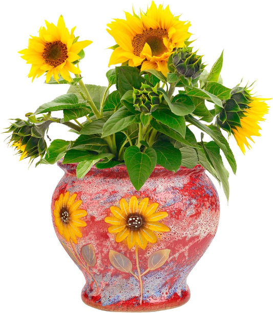 Sungmor Ceramic Hand Painted Succulent Flower Pots, 9 Inch Large Pottery Pots for Indoor Outdoor Plants, Decorative Ceramic Vase for Flower Arrangement Home Decor, Vintage Centerpieces Flowerpot