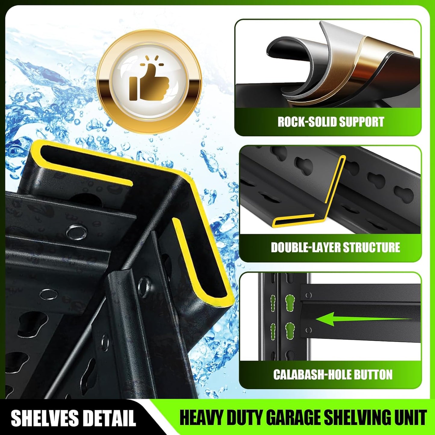 72”H*46" W Garage Shelving 5 Tier Storage Shelves Garage Adjustable Storage Shelves 19.7" D Wood Shelf 2500LBS Heavy Duty Industrial Shelving Unit Utility Shelf Wood Storage Rack,2 Pack