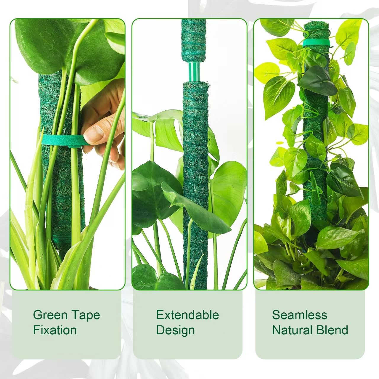 2 Pack Moss Pole, LveSunny 16 Inch Green Stackable Monstera Plant Support, Ideal Moss Poles for Climbing Plants, Moss Pole for Plants Indoor, Plant Support Stakes for Monstera and Potted Plants