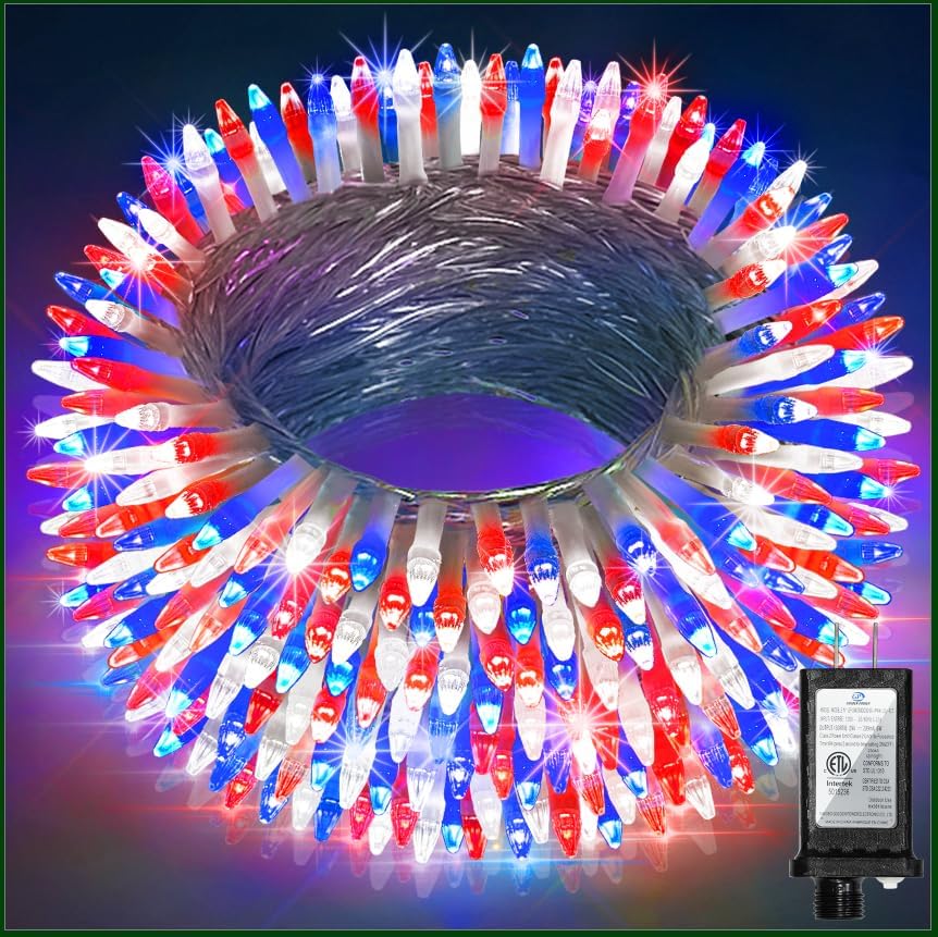 750LED Christmas Lights Outdoor Use, 240ft 12 Modes Red Blue and White LED String Lights with Timer Dimmable, Waterproof Christmas Tree Lights for Xmas Patio Yard Fence Balcony Garden Decor