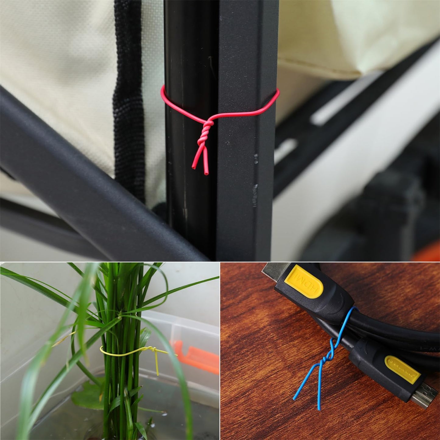 200 Pcs 6 inch Garden Twist Tie, Round Plastic Twist Ties for Plants, Vines and Wrapping Cords or Christmas Tree Gardening Plants Growth and Care, Office Home Cable Organization (Red)