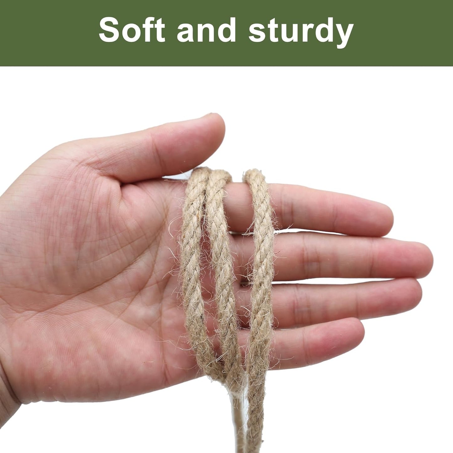 Natural Jute Twine 328ft 8mm,4Ply Twisted Thick Twine Rope Strong Jute String Roll for Crafts Gift Wrapping Gardening Home Decor Bundling Cat Scratching Post