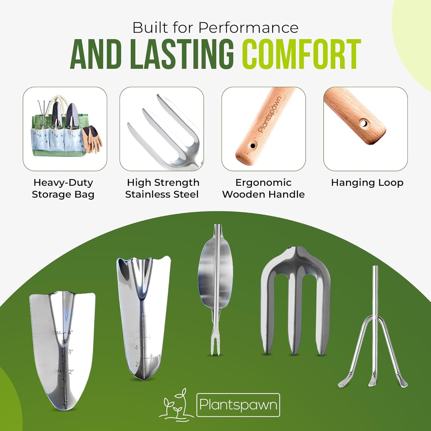 24-Piece Gardening Tools Set with Bag – Heavy-Duty Rust-Proof Hand Tools with Wooden Handles Including 15 Plant Tags – Ideal Gift for Women, Men, Mom, Dad & Gardeners