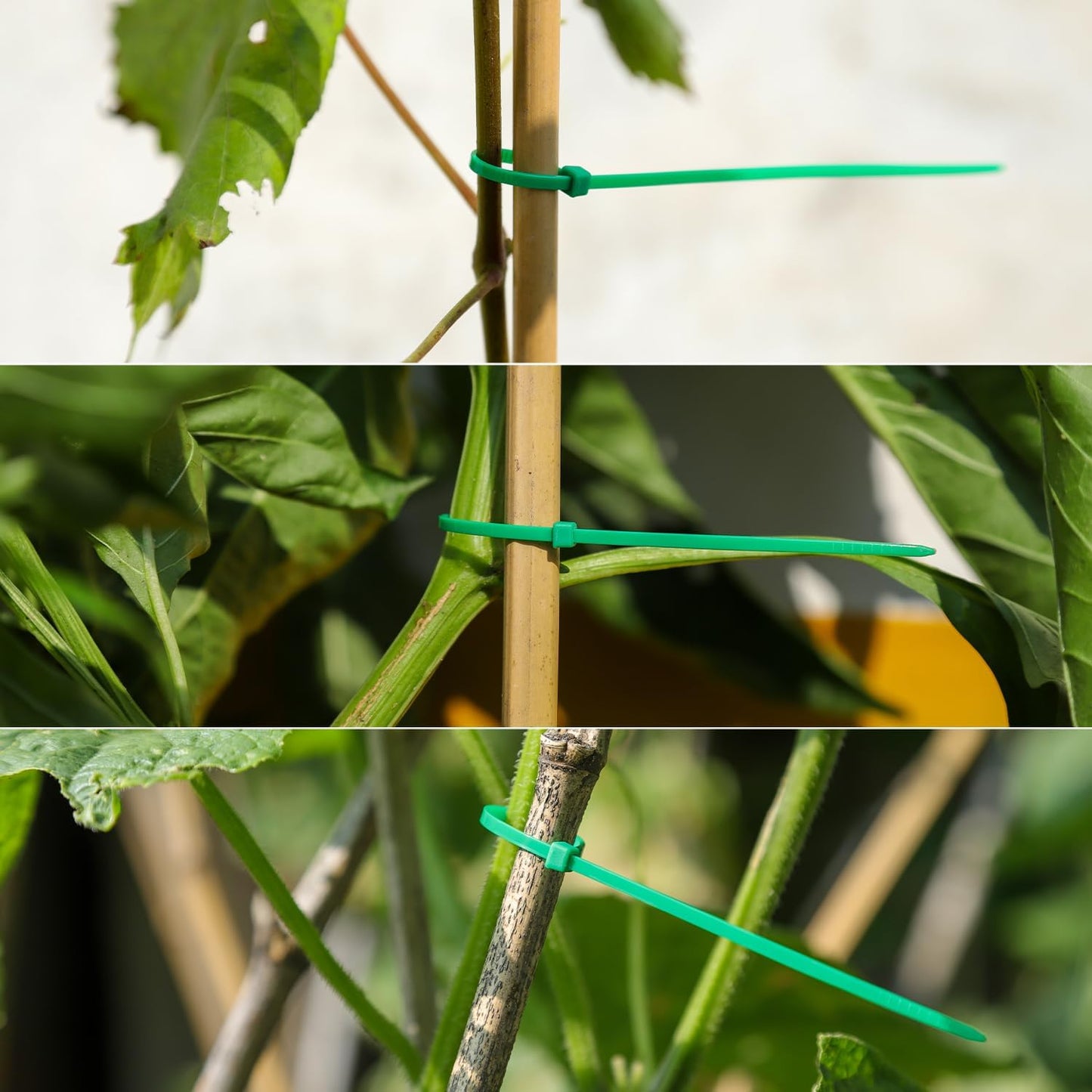 10 Inch Green Nylon Garden Zip Ties, 100 Pcs