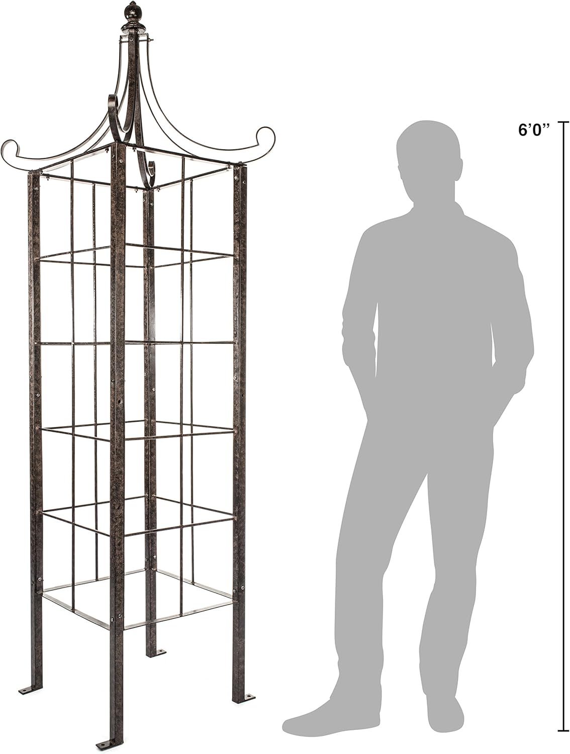 H Potter Trellis Obelisk for Climbing Plant Large Garden Wrought Iron Ornamental for Patio Deck