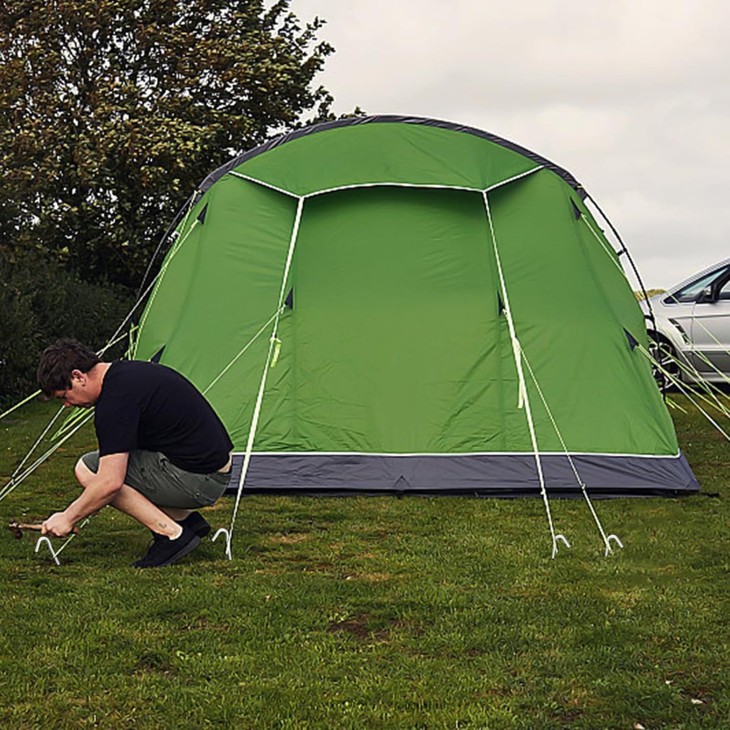 AAGUT Tent Stakes, Tent Stake Metal Garden Edging Fence Hooks Yard Camping Stake Heavy Duty Galvanized 9 Inch (9 Inch Tent Stakes ONLY, 50)