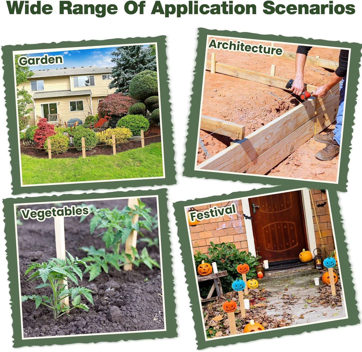 48 Pieces Wooden Garden Stakes 18 Inch Grade and Survey Stakes Wooden Garden and Sign Posts for Plant Support Silt Fence Yard Farm Survey Boundaries Baselines