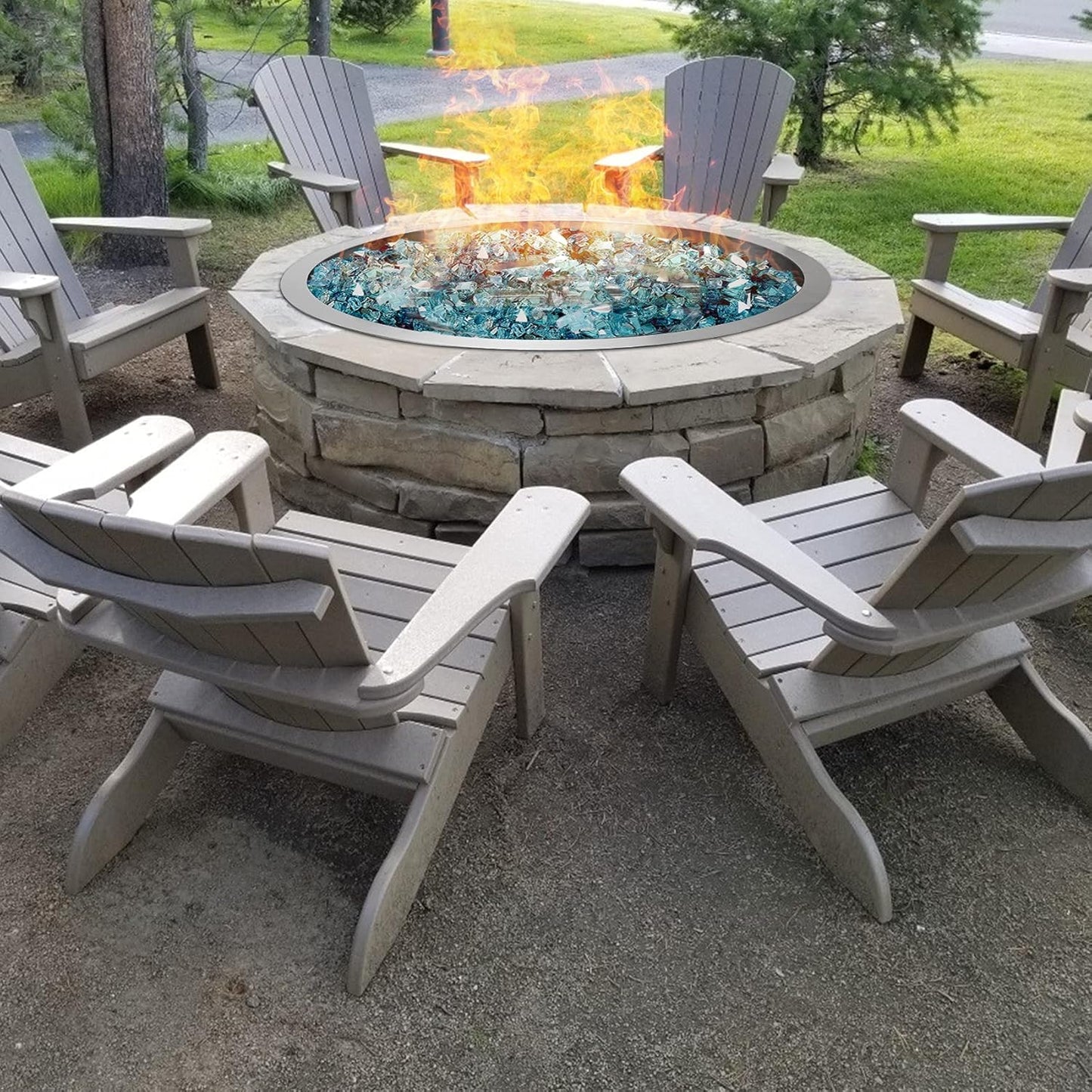 Stanbroil 19-Inch Round Fire Pit Burner Pan, Drop-in Gas Fire Pit Inserted for DIY Natural & Propane Gas Fire Table, Stainless Steel Firepit for Outside, BTU 92,000 Max
