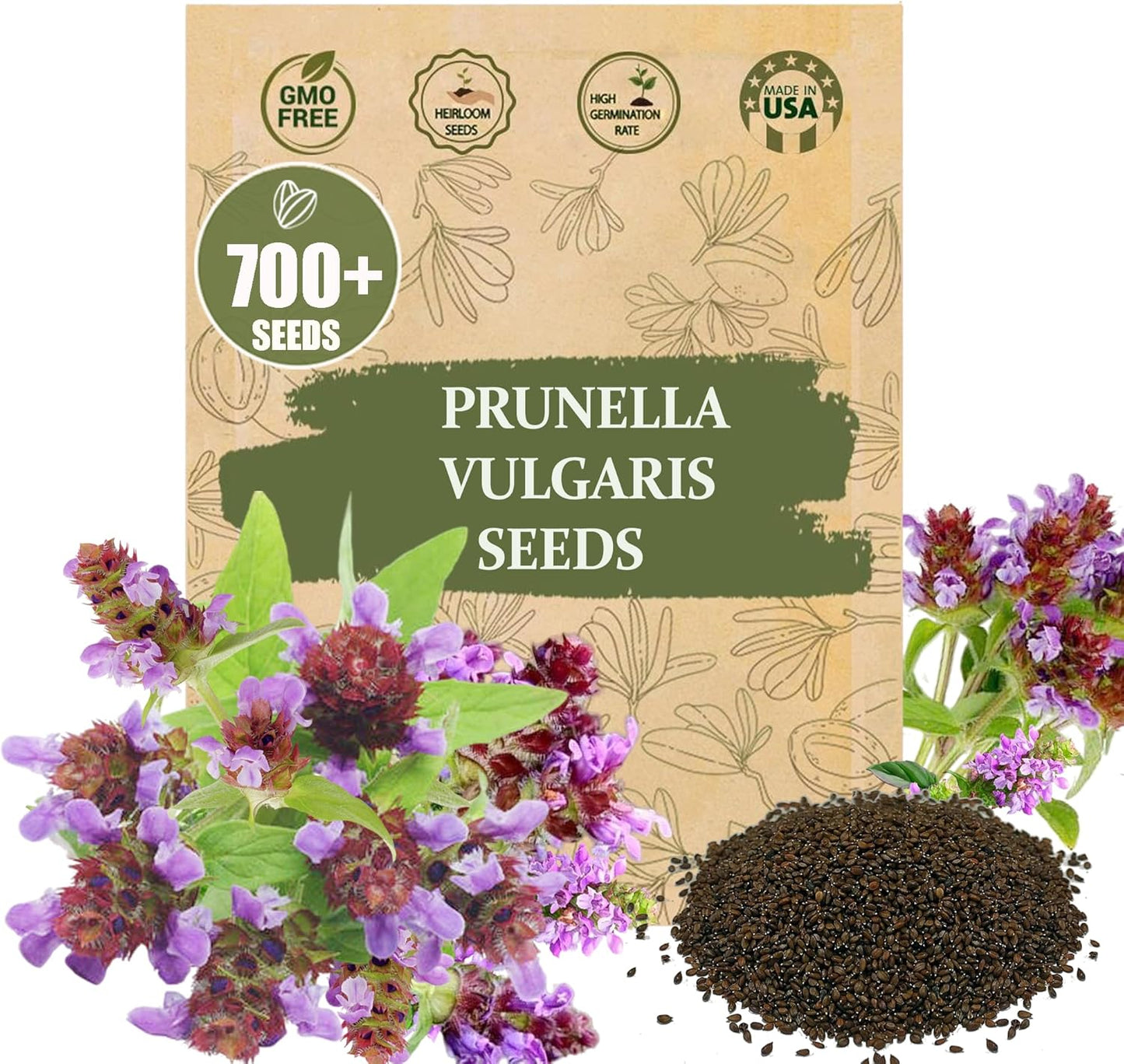 Premium Prunella Vulgaris Seeds - 700+ Non-GMO Self Heal Herb Seeds for Planting - Heirloom Medicinal Herb, Attracts Pollinators - Easy to Grow for Garden, Indoors or Outdoors (Prunella vulgaris)