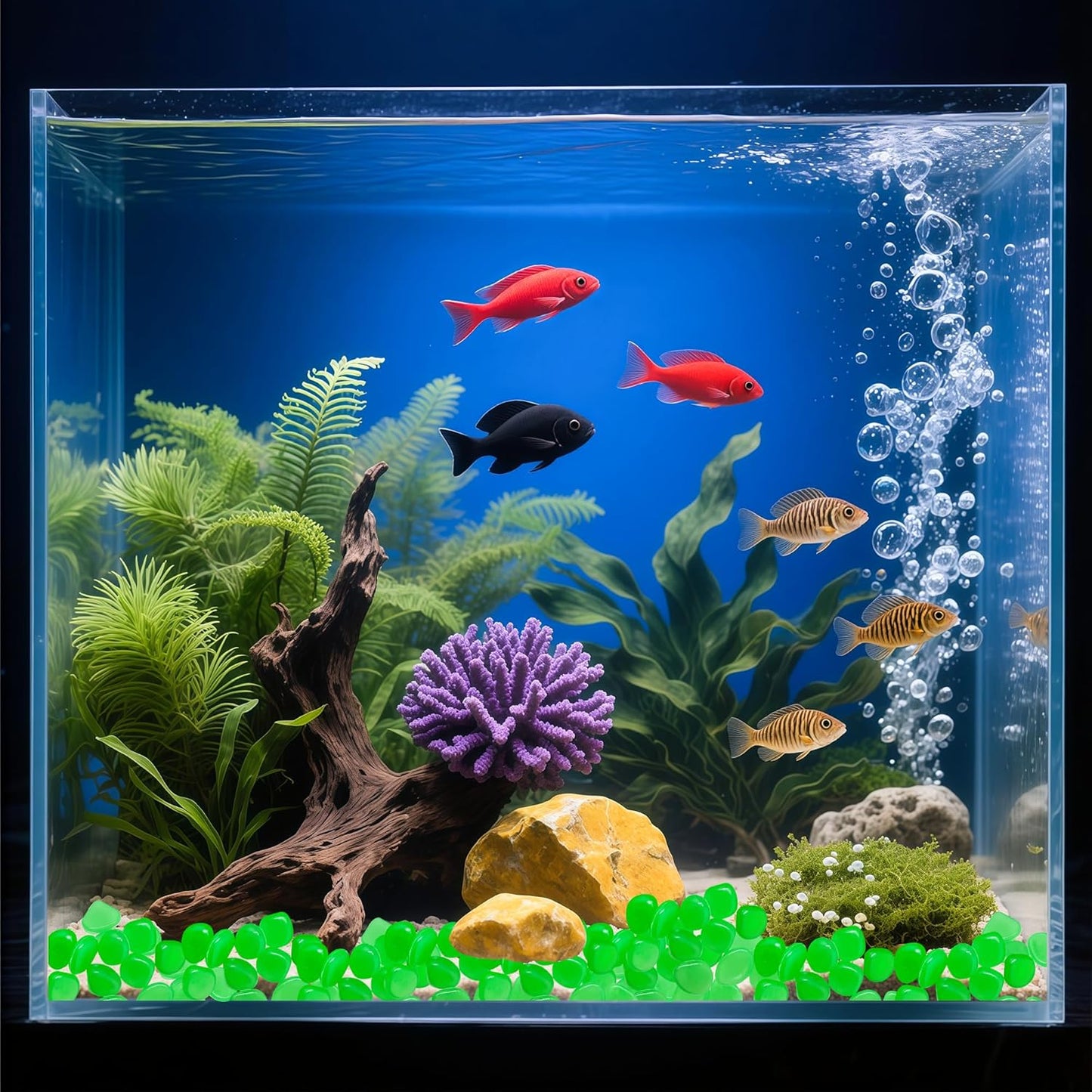 Glow in The Dark Fish Tank Rocks,Green Glowing Rocks Stones Resin Glow in Dark Pebbles for Outdoor Garden, Fish Tank, Aquarium, Landscaping,Driveway Decoration,2.2 Lb