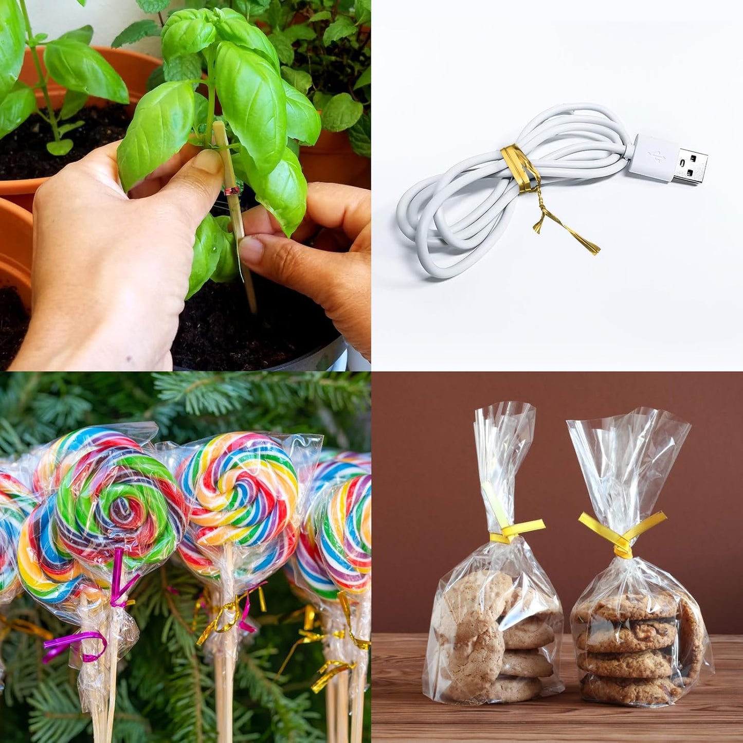 HARFINGTON 1000pcs Bag Twist Ties 3.5" Reusable Kraft Paper Twist Ties Wire Cable Ties for Party Bread Candy Cake, Purple