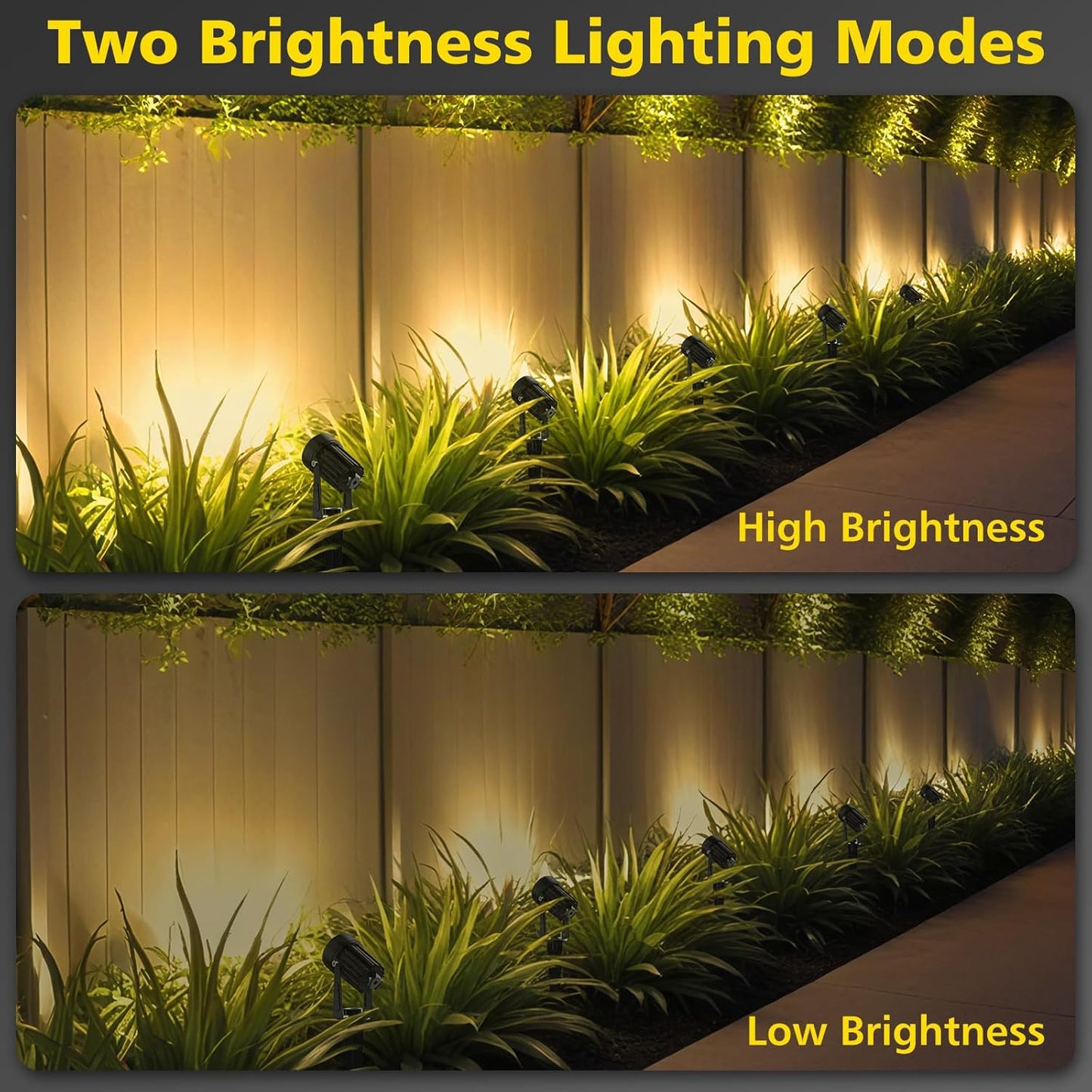 T-SUN Solar Spotlights 2W Outdoor LED Landscape Spot Light, 2-in-1 Waterproof Solar Powered Wall Lights Auto ON/Off with Dual Headlamp for Garden, Yard, Pathway(Warm White)