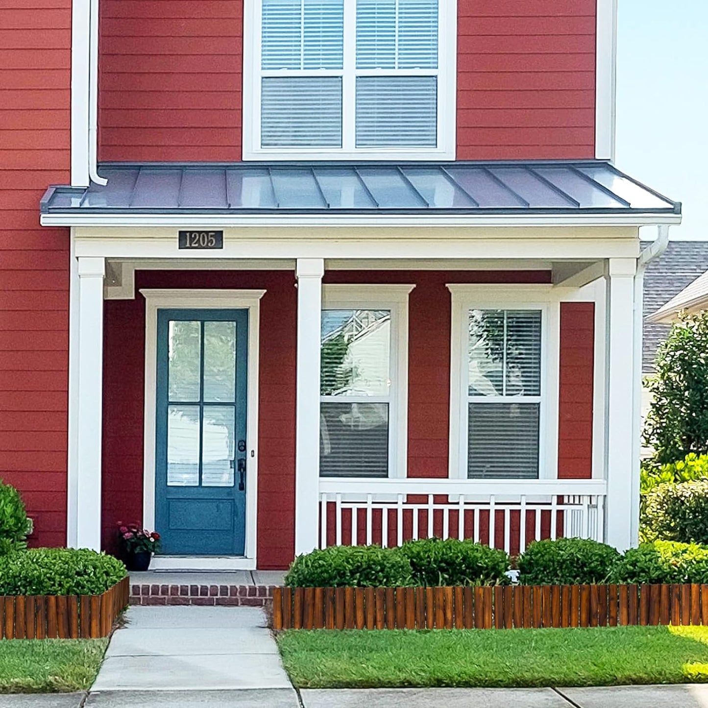 Worth Garden Wooden Short Fence Edging - Burnt Wood Finish Outdoor Lawn Landscape Edging - Flexible Decorative Border - Tree Fence - 11.8'' H x 42'' L - K624A05