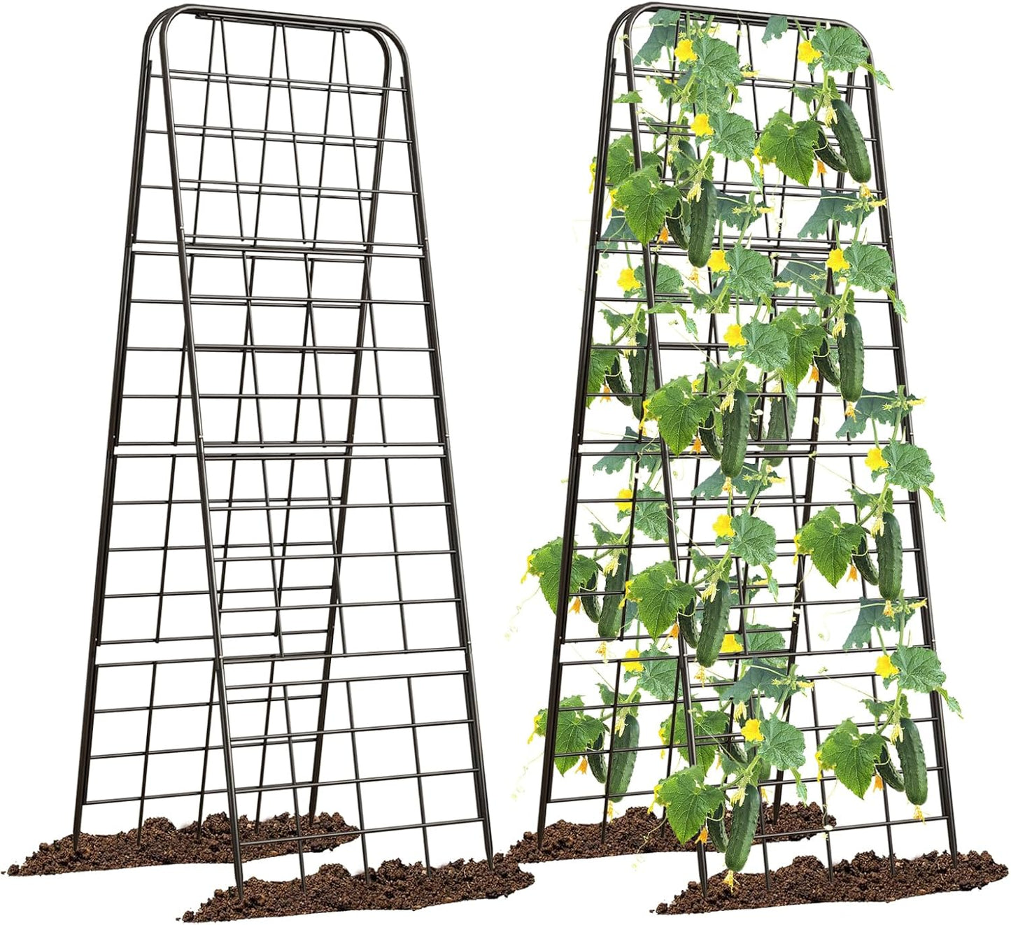 Heavy Duty 50"x17" Adjustable A-Frame Trellis for Climbing Plants – Rust-Proof Metal Garden Trellis with Dense Grid Design, Perfect for Raised Beds, Tomatoes, Cucumbers & Outdoor Vines (Black, 2 Pcs)