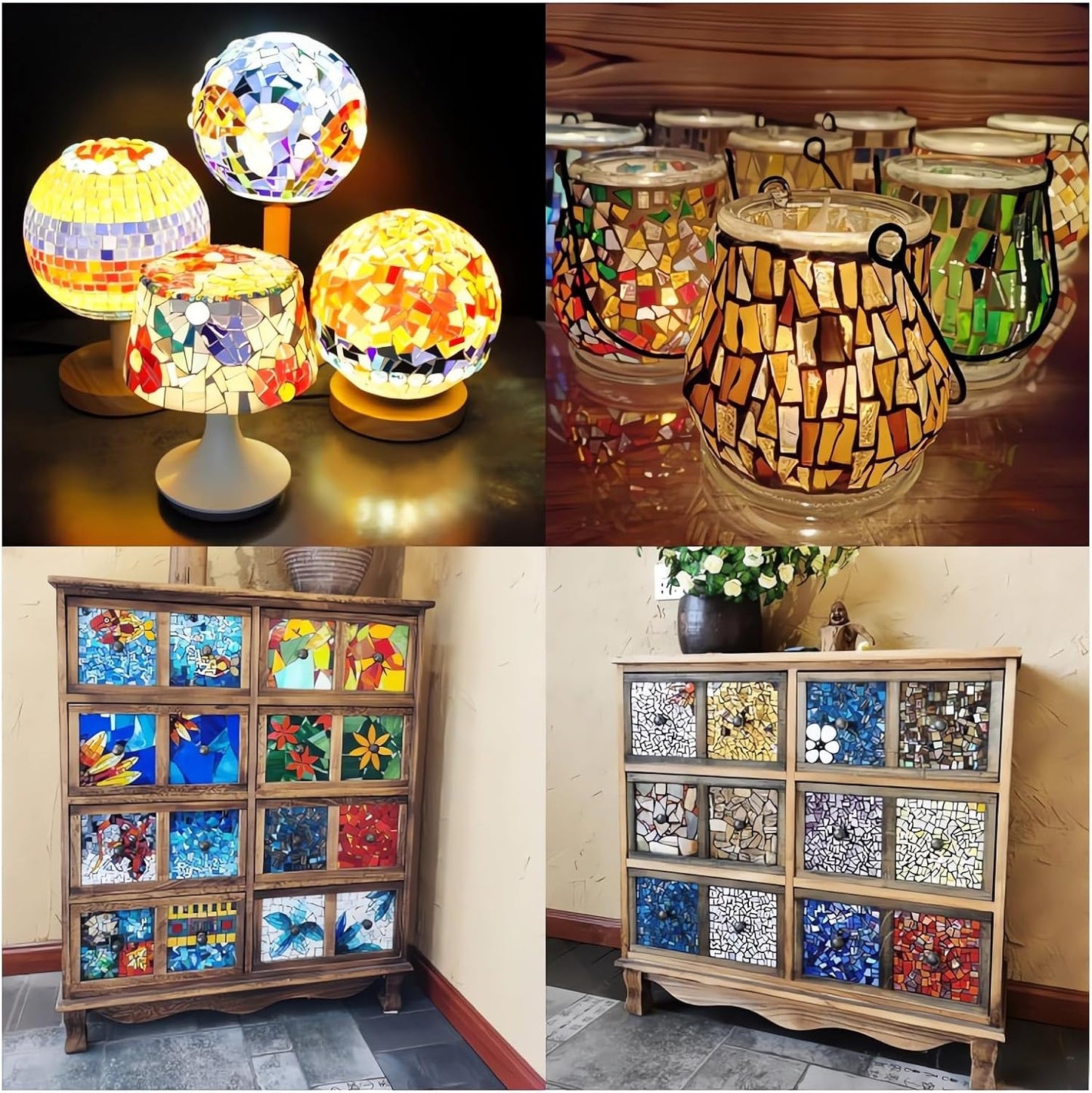 Silver Mixed Irregular Mosaic Glass Mosaic Tiles Pieces, 300g Mosaic DIY Set Adult Mosaic Set, Mosaic Craft Supplies Mosaic Making Supplies