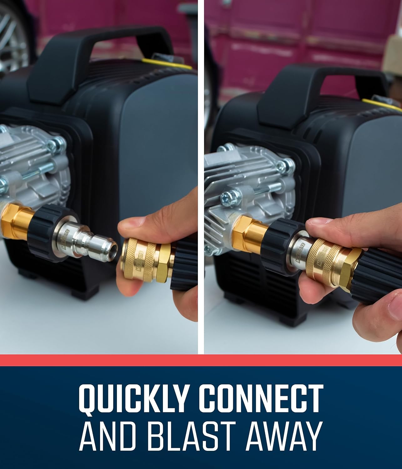 McKillans® Pressure Washer Quick Connect Kit, M22-14mm to 3/8" Male Female Quick Disconnect Kit for Power Washer (Brass)