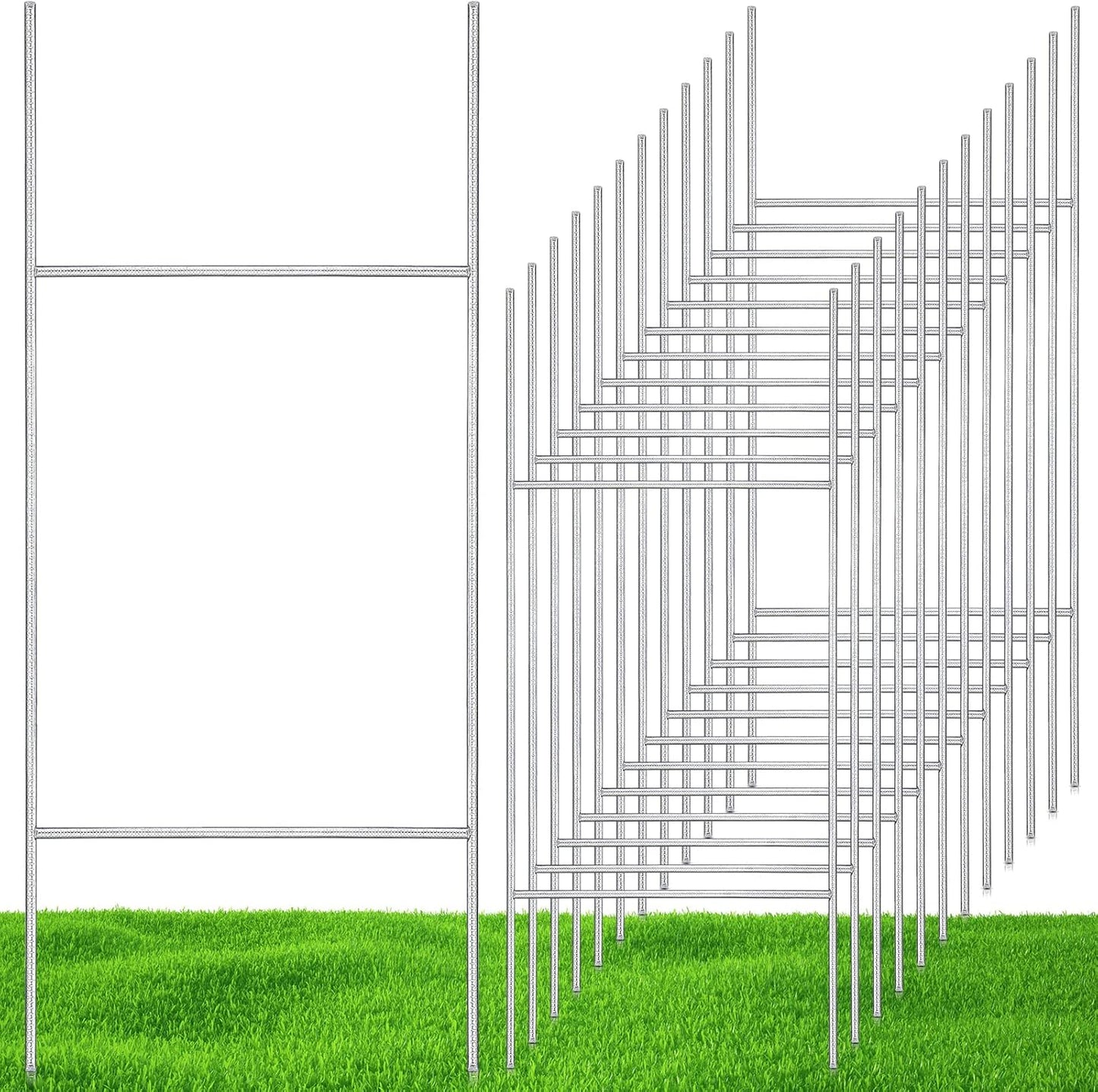 12 Pcs H Stakes for Yard Signs 30'' x 10'' Metal Heavy Duty H Frame Wire Stakes Weatherproof Metal Holder for 4mm 5mm Corrugated Signs Advertising Board Guidepost Yard Halloween Decor