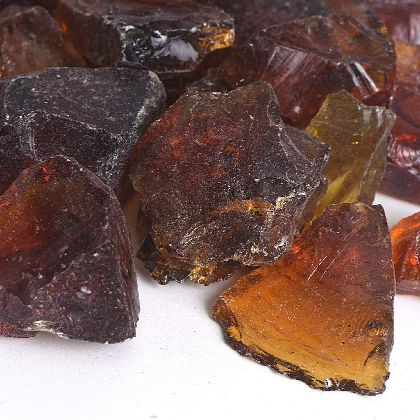 High Luster Reflective Fire Glass Gravel,Fire Gems,Fire Drops,Fire Glass Pebbles Stones Beads Chips for Fire Pit Fish Tank Aquarium Garden,1-2cm,540g/1.19lb (Amber)