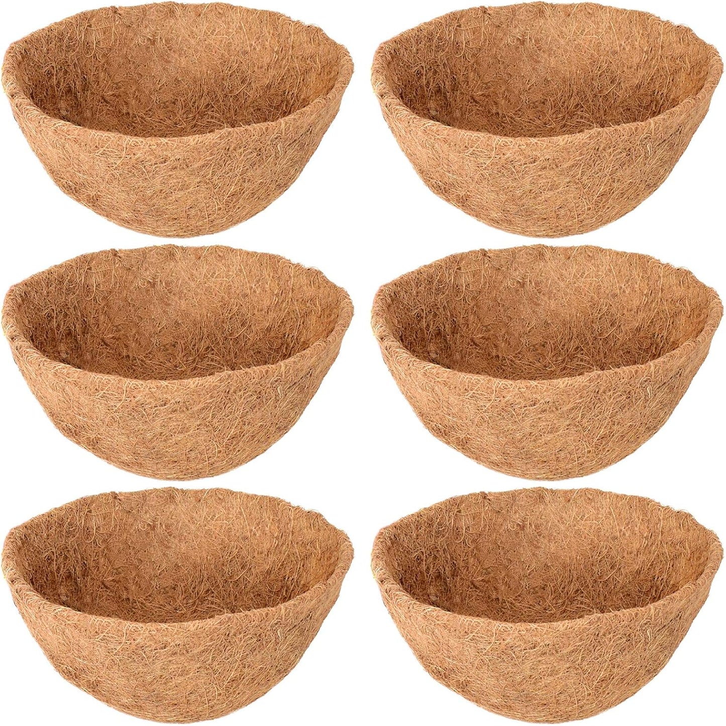 Legigo 6 Pack 14 Inch Hanging Basket Coco Liners Replacement, 100% Natural Round Coconut Coco Fiber Planter Basket Liners for Hanging Basket Flowers/Vegetables