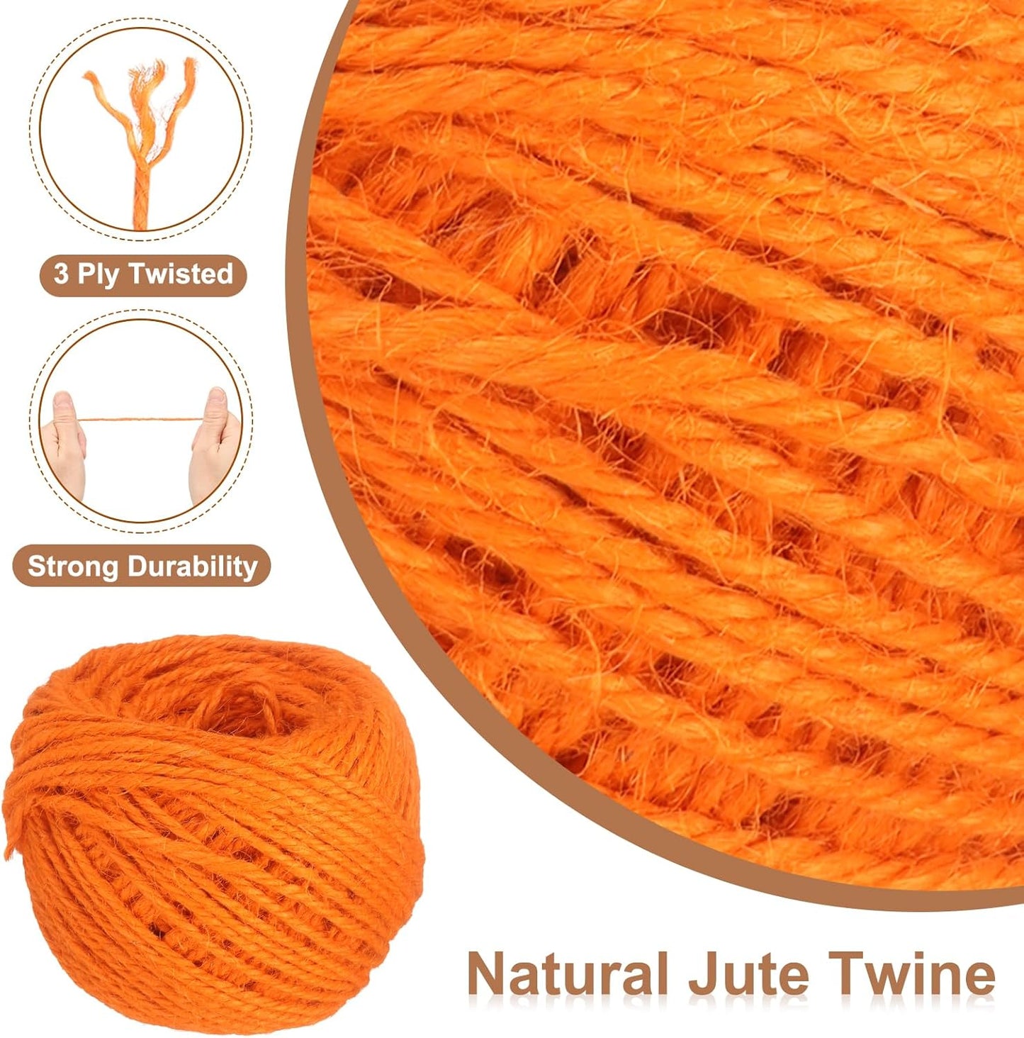 uxcell 164 Feet Natural Jute Twine String,3mm Thin Garden Twine Rope Colored Plant String Cord for DIY Art Crafts Gift Wrapping Decoration Packing Gardening Plant Hanger,Orange