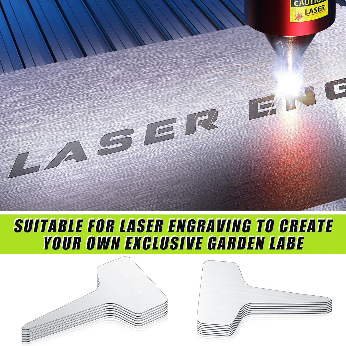 Hicarer 24 Pcs Durable Metal Plant Labels Christmas Gift Weatherproof Garden Markers Engraving Stainless Steel 304 T-Type Reusable Plant Tags for Gardeners Outdoor Greenhouse Vegetables(4x8 Inch)