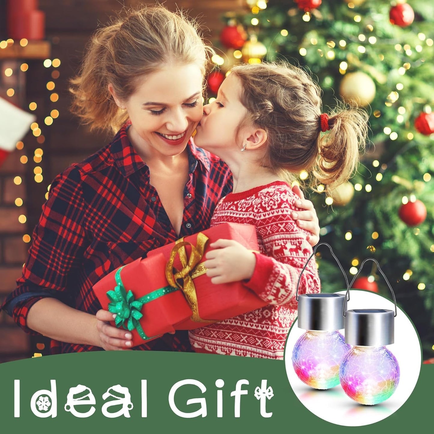 GIGALUMI 24 Pack Solar Outdoor Lights, Solar Hanging Lights for Christmas Decoration-Cracked Glass Solar Lights Outdoor Waterproof for Garden, Yard, Fence, Tree(Color Changing)