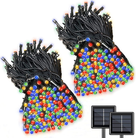 2 Pack Super-Long Solar String Lights Total 170Ft 480 LED 8 Modes Outdoor Waterproof Solar Powered Christmas Fairy Lights for Xmas Tree Garden Home Lawn Wedding Party Decor (Multi Color)