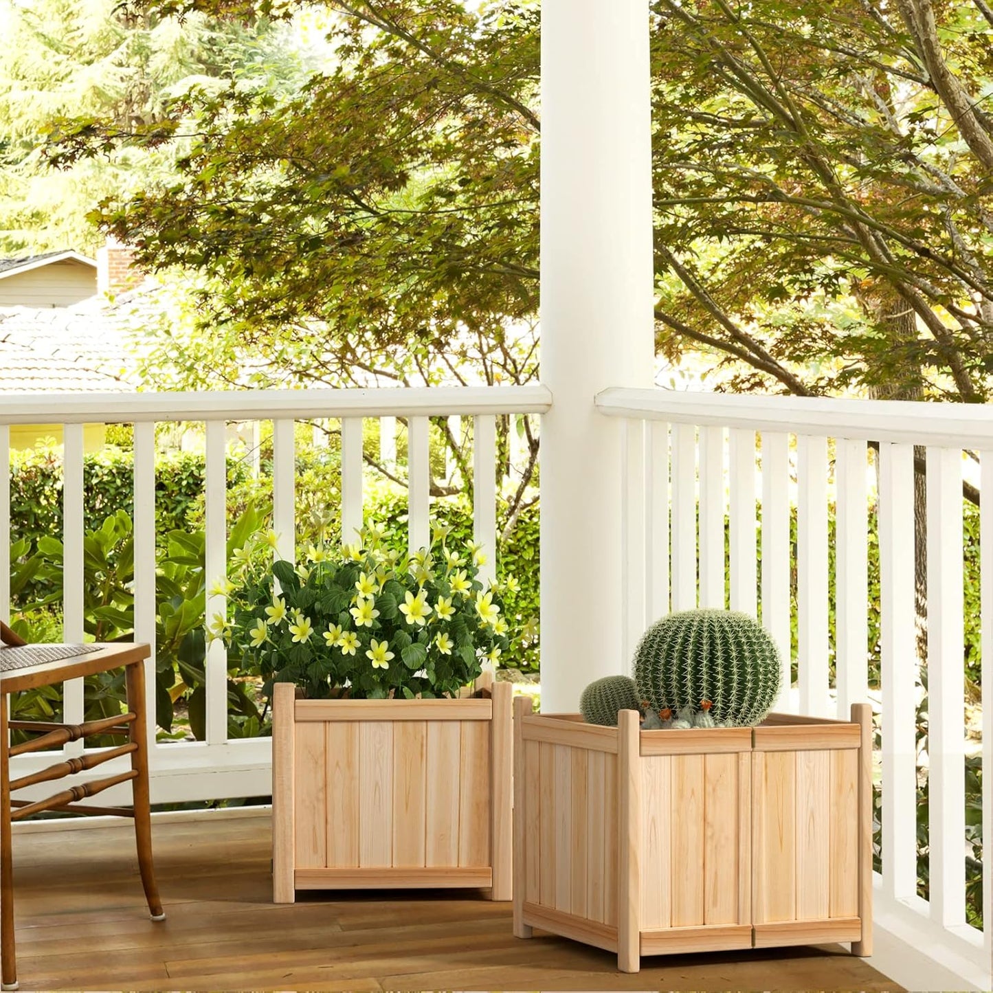 Giantex Raised Garden Bed, Folding Wood Planter for Vegetable Flower, Outdoor Elevated Planting Boxes, Folding Plant Container Patio Lawn Garden Backyard, Easy Assembly, 15" Lx15 Wx14 H