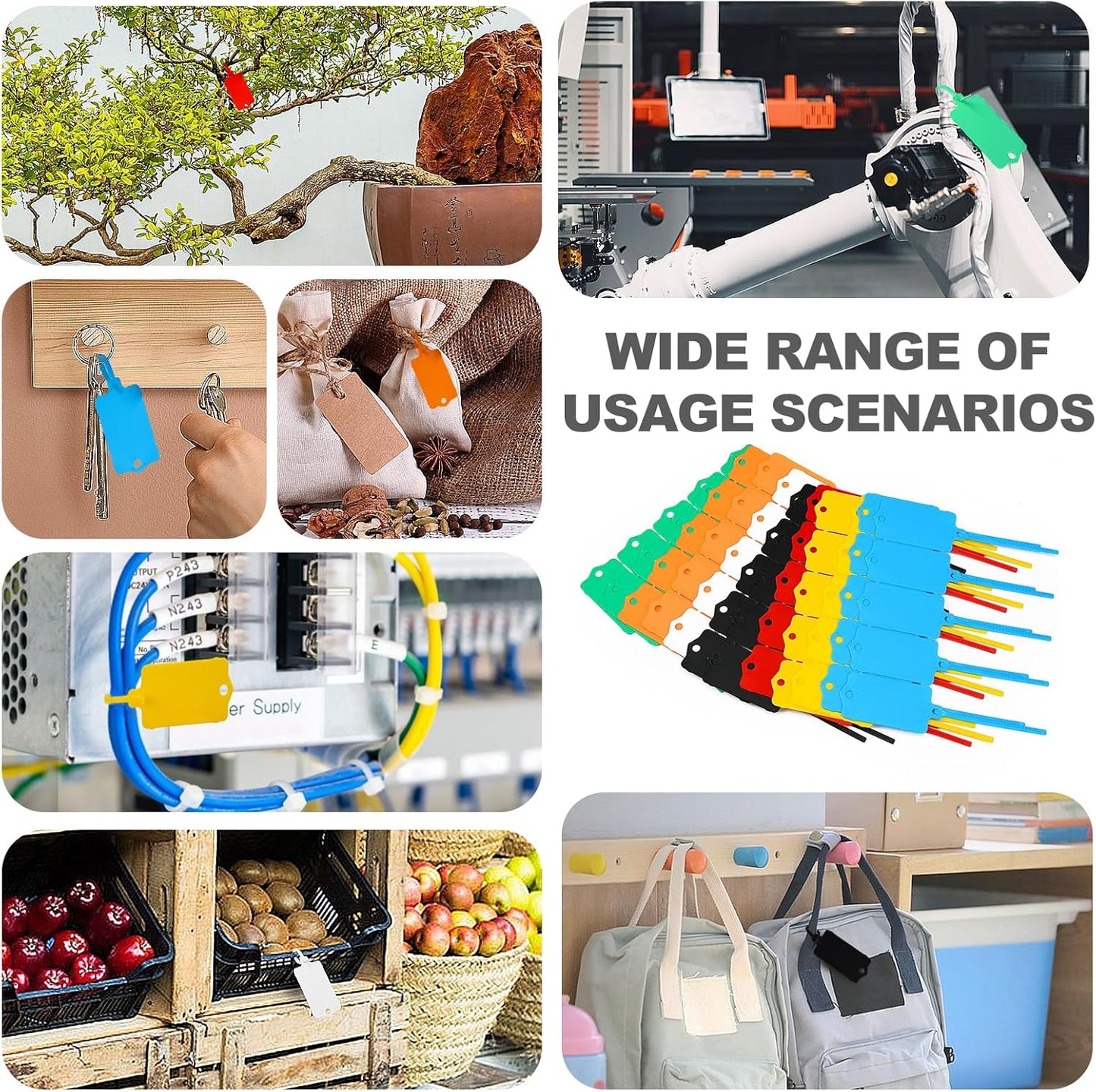 100pcs Blank Plastic Tags for Labeling Reusable Hanging Tags Ties Key Tag Storage Labels Waterproof Plastic Mark Label Writable Hang Sign with One Marker Pen (Green)