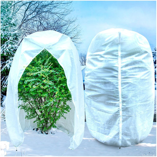 KXCOFTXI 2Pcs Plant Covers, 7.9x5.9FT Winter Tree Covers with Drawstring and Zipper, Frost Cloths for Outdoor Plants (White)