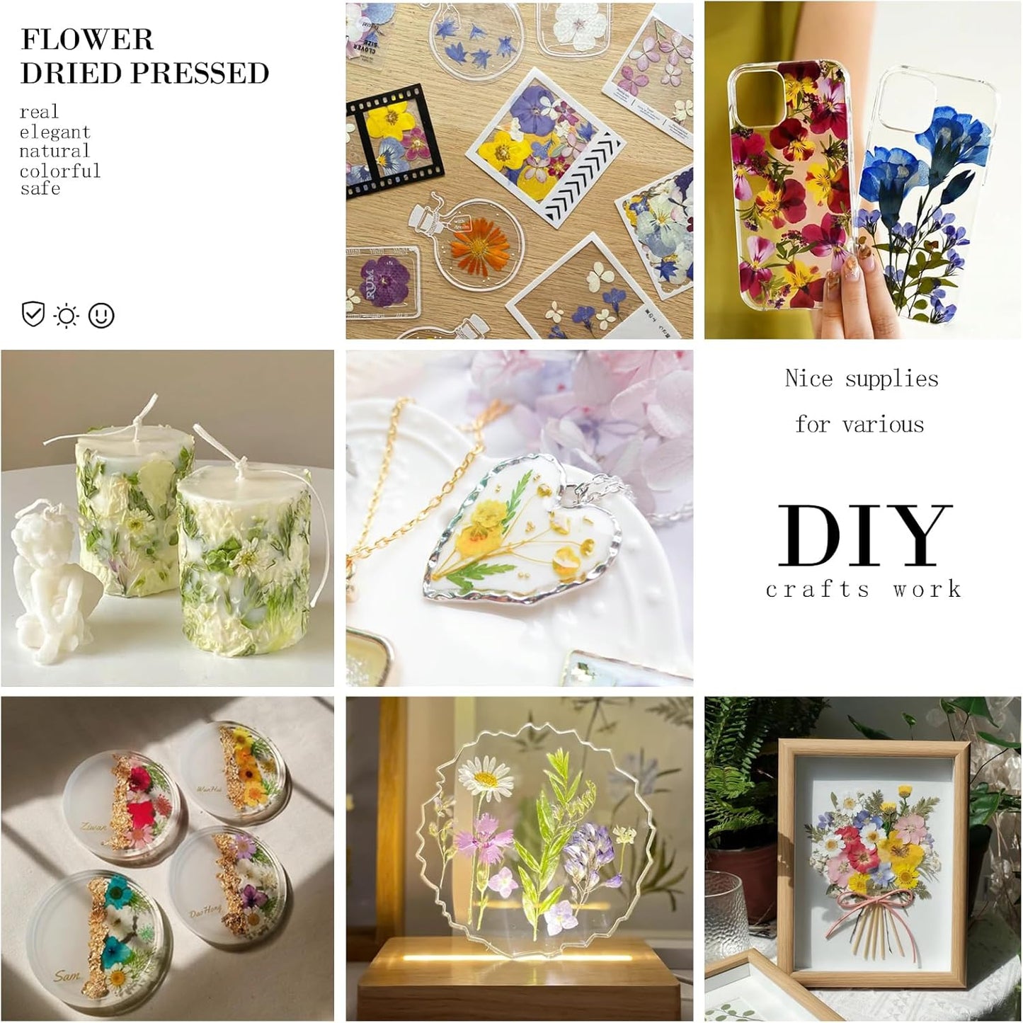 150Pcs Dried Pressed Flowers for Resin, Assorted Real Natural Bulk Dry Floral Leaves for DIY Art Crafts, Epoxy Molds, Jewelry, Soap, Candle Making, Nails Decors