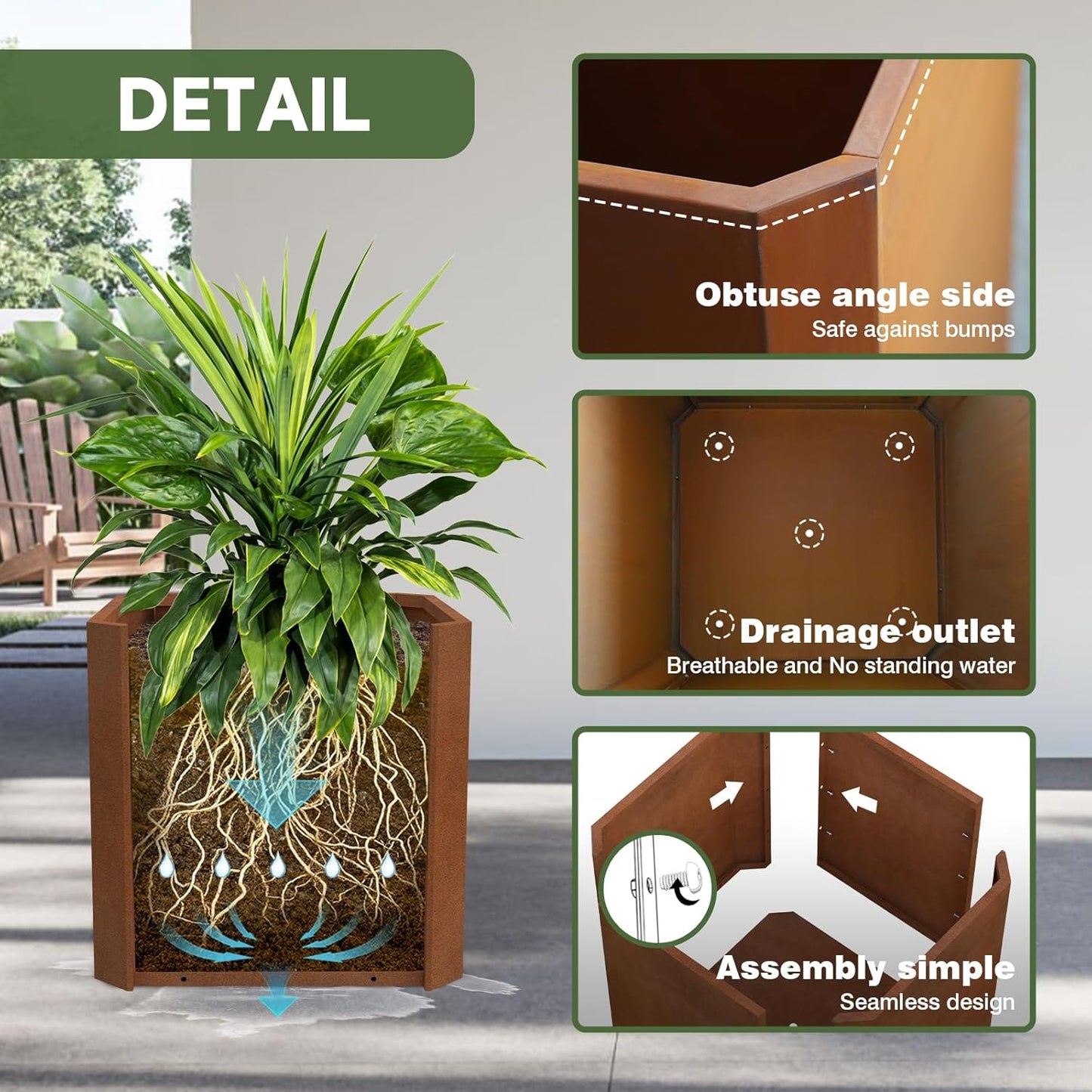 Corten Steel Planter Box-24"x24"x24"-Large Square Planter Matel -Outdoor Indoor- Heavy Duty Rustic Tall Planter Flower Pot Commercial Residential for Patio Porch Deck Home Backyard