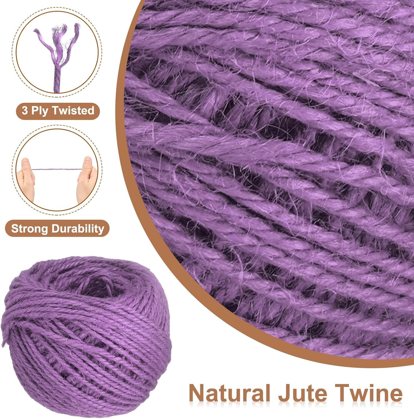 uxcell 164 Feet Natural Jute Twine String,3mm Thin Garden Twine Rope Colored Plant String Cord for DIY Art Crafts Gift Wrapping Decoration Packing Gardening Plant Hanger,Light Purple