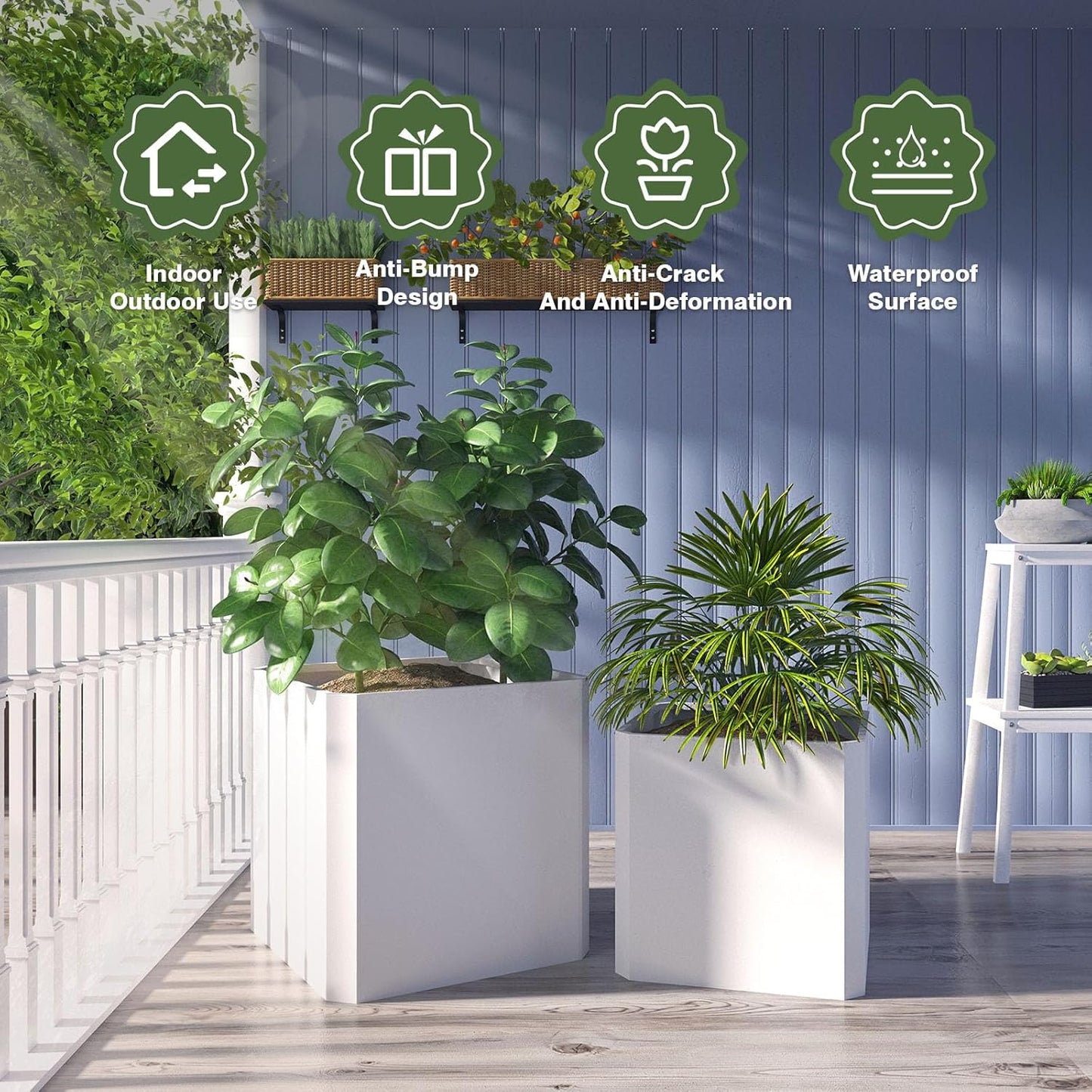 Steel Planter Box-20"x20"x20"-Large Square Planter Box-Outdoor Indoor-Cube Steel Planter Heavy Duty White Metal Planter Flower Pot Commercial Residential for Home Garden Porch Hotel Patio