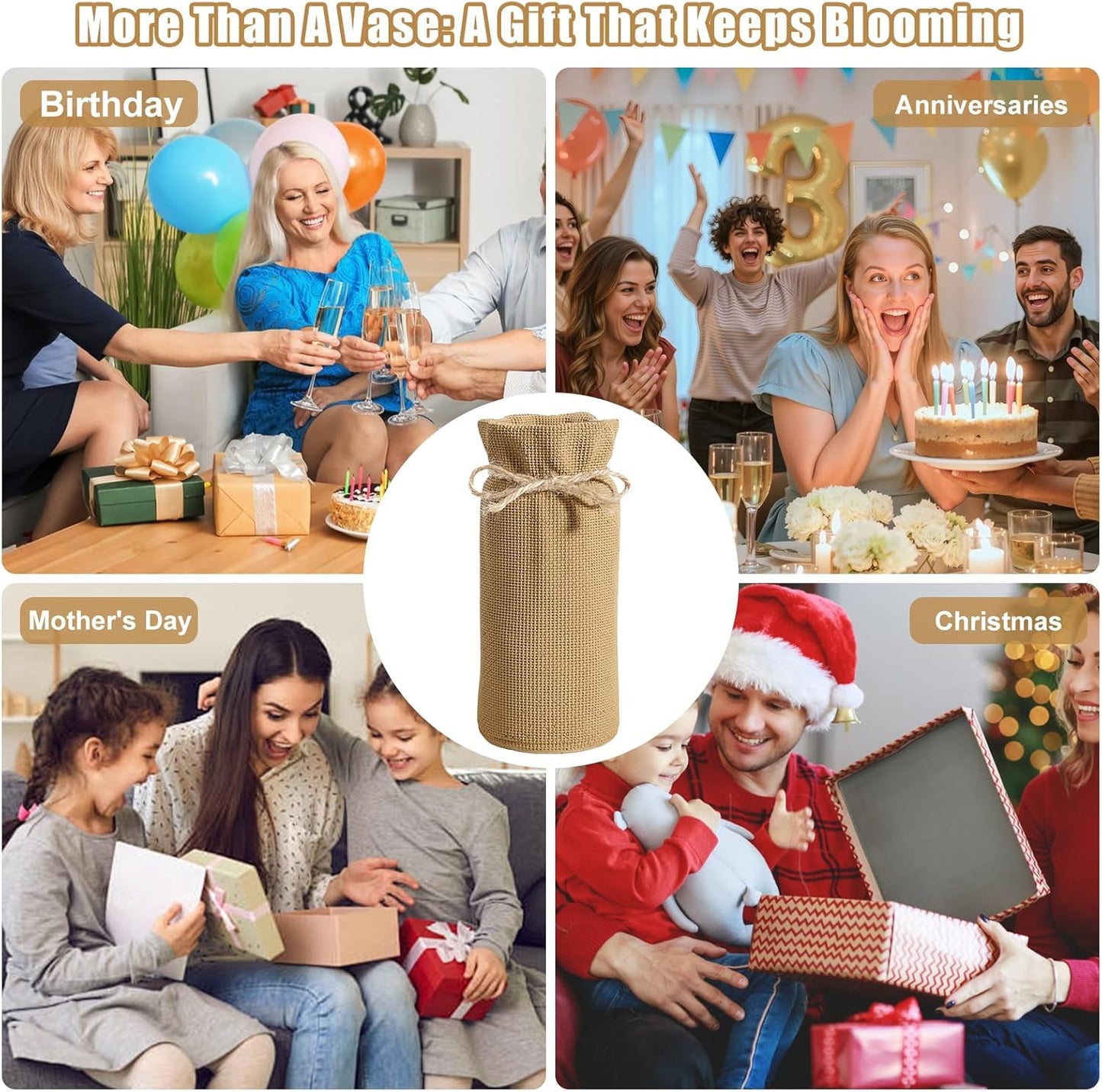 Fall Decor Vase for Flowers Fall Centerpieces for Tables Vases Home Decor Vintage Flower Vase Dining Table Centerpiece Decor(Linen)