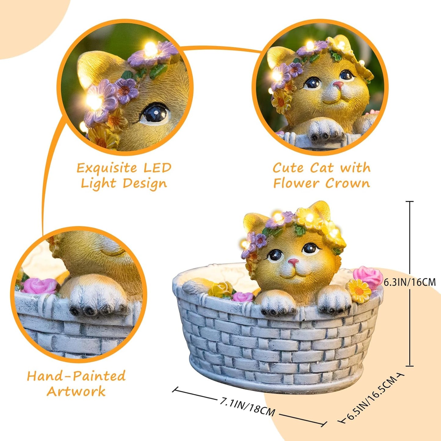 HOMEIMPRO Cat Solar Lights Garden Gifts for Mom, Garden Decor for Outside, Cat Solar Statue Lights, 8LED Kitten Yard Decorations, Mothers Day Birthday Gifts Women Wife