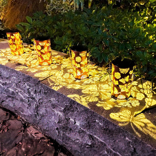 4 Pack Solar Lanterns Outdoor Waterproof Butterfly Birthday Gifts for Women Mom Grandma Garden Decor Flower Metal Hanging LED Decorative Light for Patio Yard Lawn Backyard Front Porch Gardening Gifts