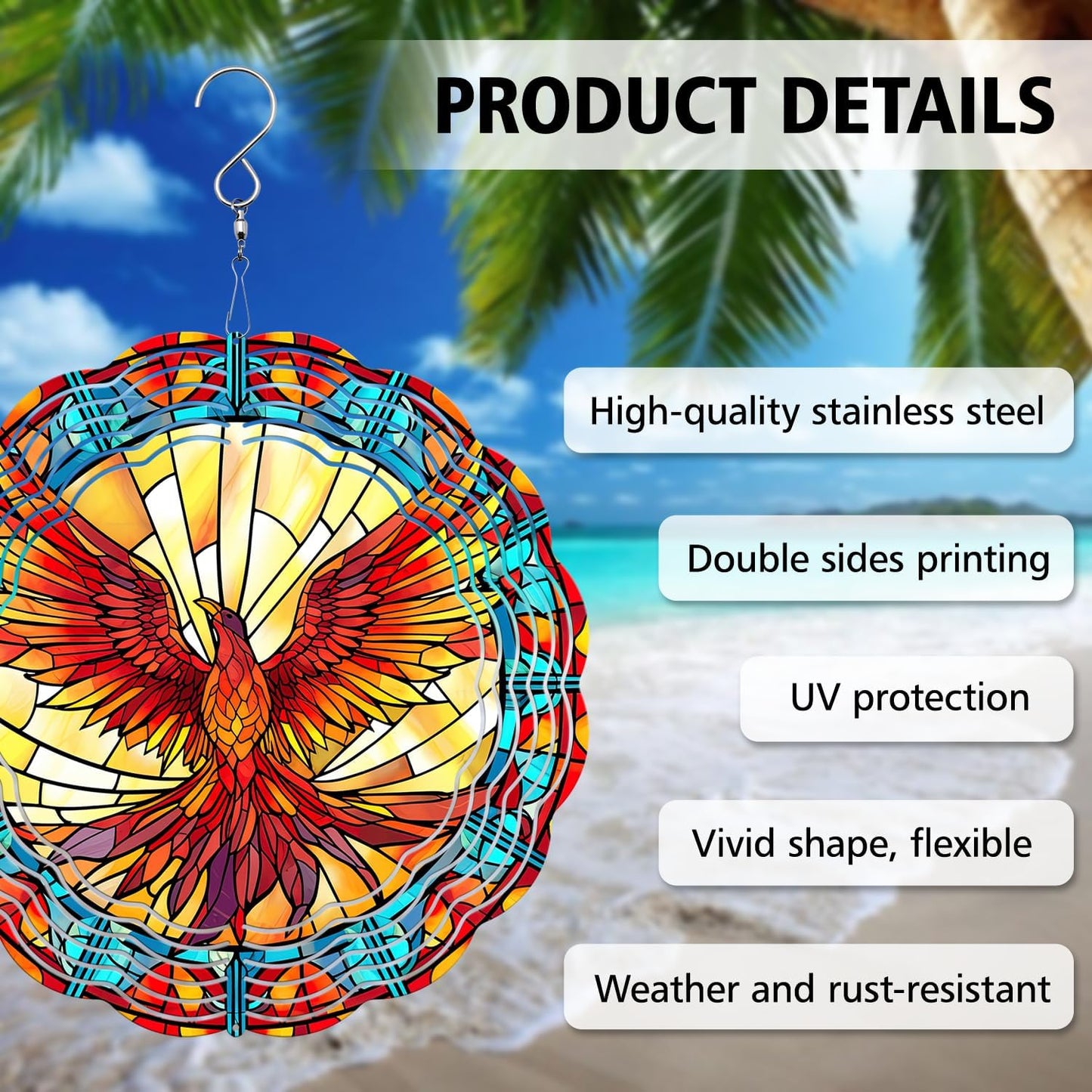 Phoenix Wind Spinner, Phoenix Wind Spinner Hanging for Yard and Garden, Unique Gift Wind Spinner, 3D Hanging Wind Spinner Outdoor, Cute Phoenix Wind Spinner