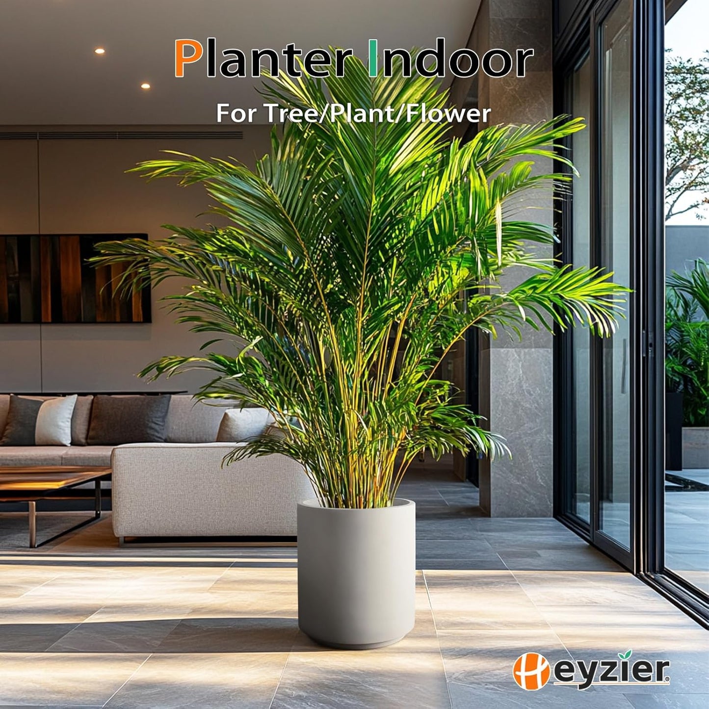 Round Concrete Planter Outdoor Indoor, Large Cement Plant Pots for Flowers (Gay, 12 inch)