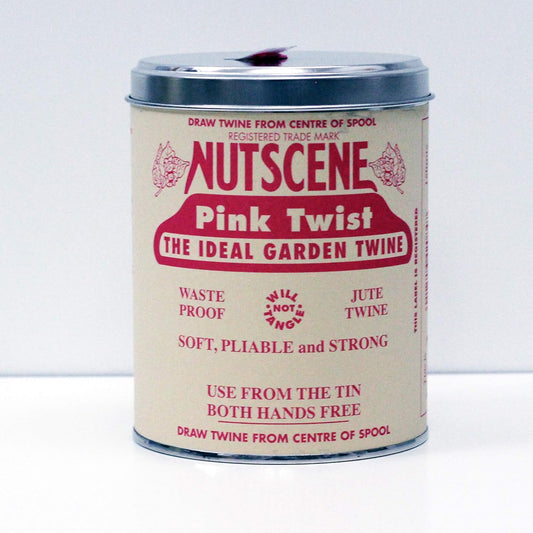 NUTSCENE Iconic Tin (Tin ‘O’ Twine) with Their Heritage Scottish Jute Twine and Hole in Top for Easy Dispensing. 14 Colors to Choose from. 164 Yards. (Pink)