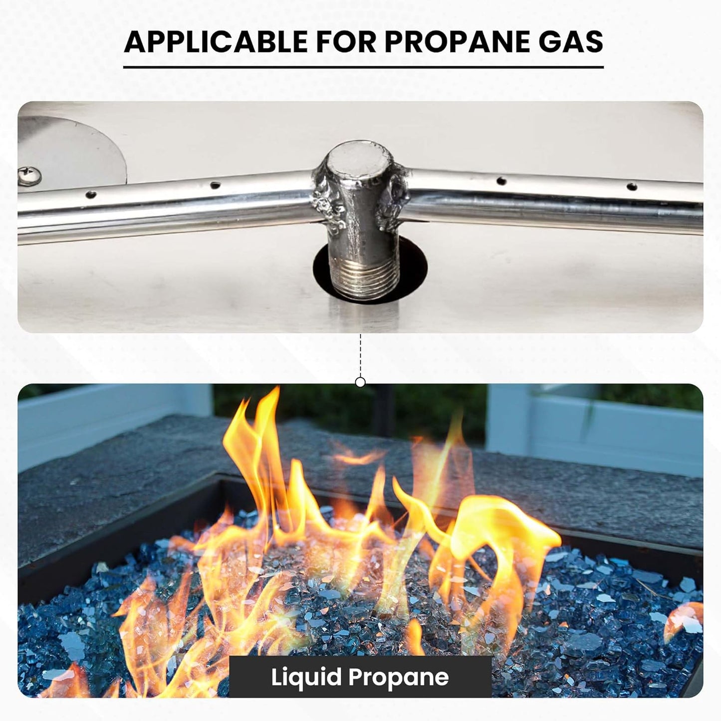 Stainless Steel Fire Pit Burner Pan & Ring Pro Kit for Liquid Propane, 36-Inch Pan, 30-Inch Ring, 250,000 BTU Max