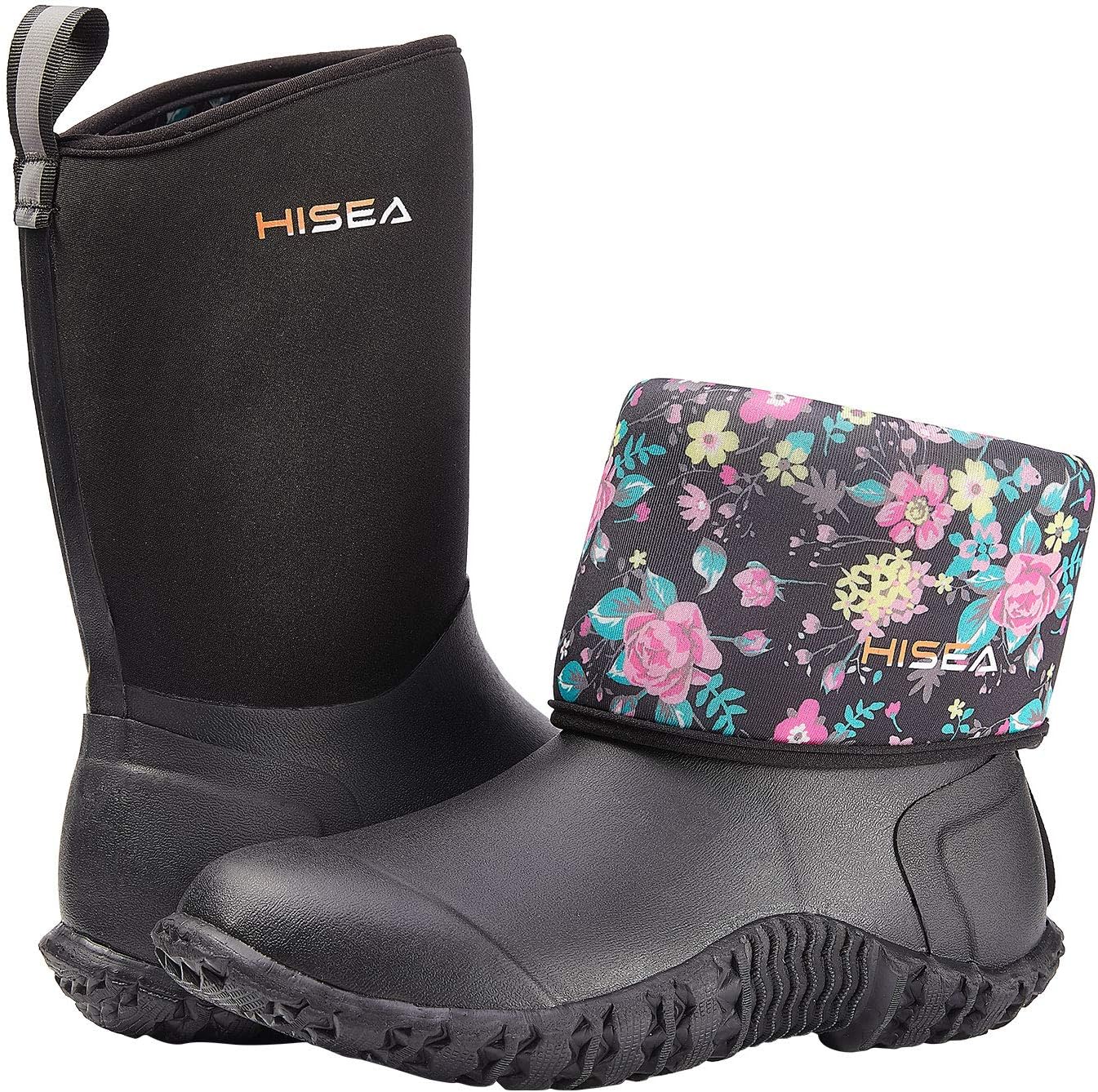 HISEA Women's Rubber Garden Boots Waterproof Insulated Yard Gardening Shoes Mid Height for Mud Working Outdoor