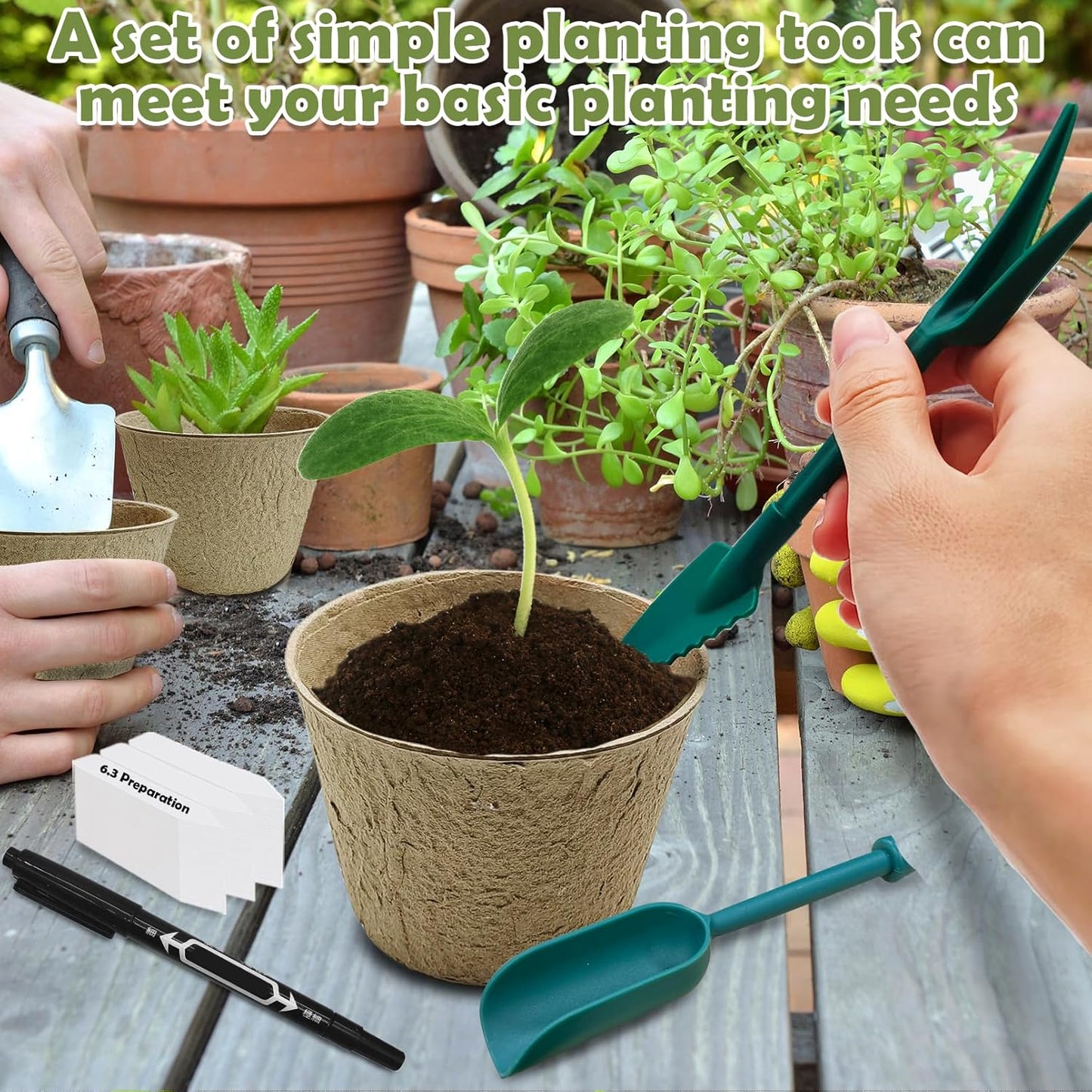 PINVNBY 132 PCS Plant Pots 4 Inch Peat Pots for Seedlings with 100 Pcs Plant Labels Biodegradable Nursery Pots with Drainage Holes for Indoor and Outdoor Planting