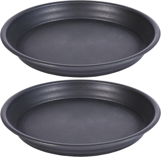 2 Pack Plant Saucer Drip Tray 11 12 inch, Pot Base for Plants Indoor, Plastic Flower Planter Saucers and Drip Trays for Outdoors, Heavy Durable Plant Plate Water Catcher (12", Dark Gray)
