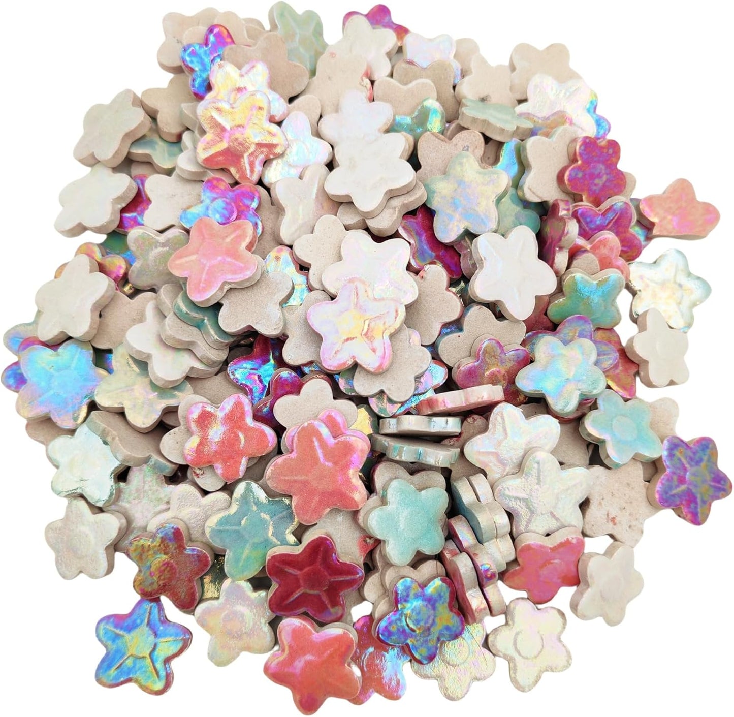 500g/1.1lb Random Color Irregular Ceramics Mosaic Tiles,DIY Making Creative Ceramic Mosaic Tiles for DIY Craft Plates Flowerpots Vases Cups Mosaic Making Supplies (Flowers 1)