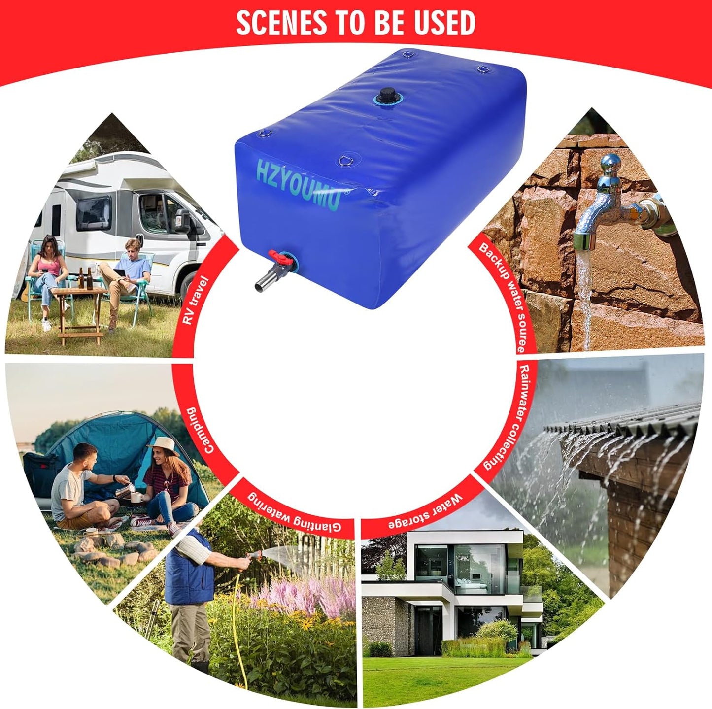 Water Tank 400L/100G Water Bladder Storage Container Foldable Portable Large Capacity Soft Bag Suitable for Outdoor Easy to Carry Out