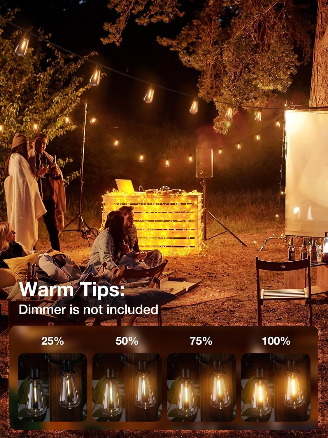 addlon 150 FT (3x50FT) Outdoor String Lights,Waterproof Patio Lights ETL Listed with 45+3 Shatterproof Dimmable ST38 LED Bulbs,2200K Connectable Outdoor Lighting for Backyard Bistro Garden