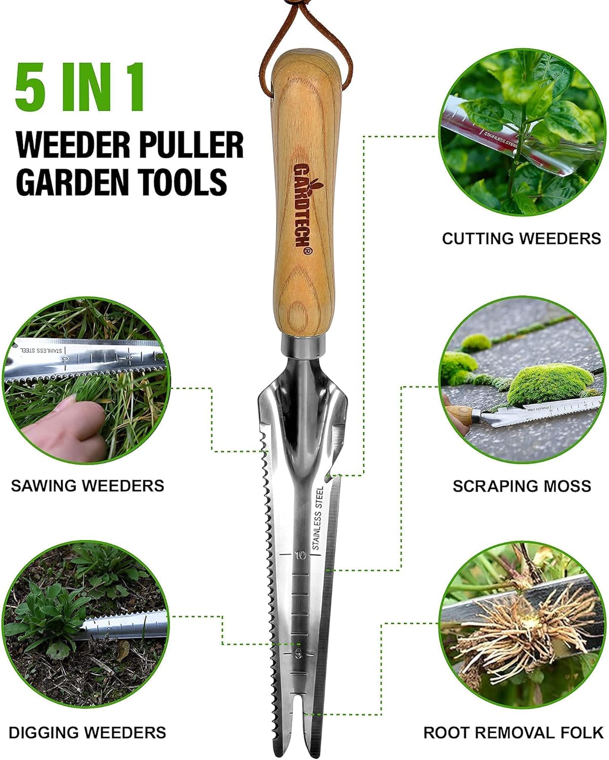 Hand Weeder Puller Tool, Dandelion Fork Weeding Knife Tool - 2023 New Garden Tool for Weeders Easy Quick Clean Removal Root Digging - Original Multi Use Rust-Resistance (13.8in)
