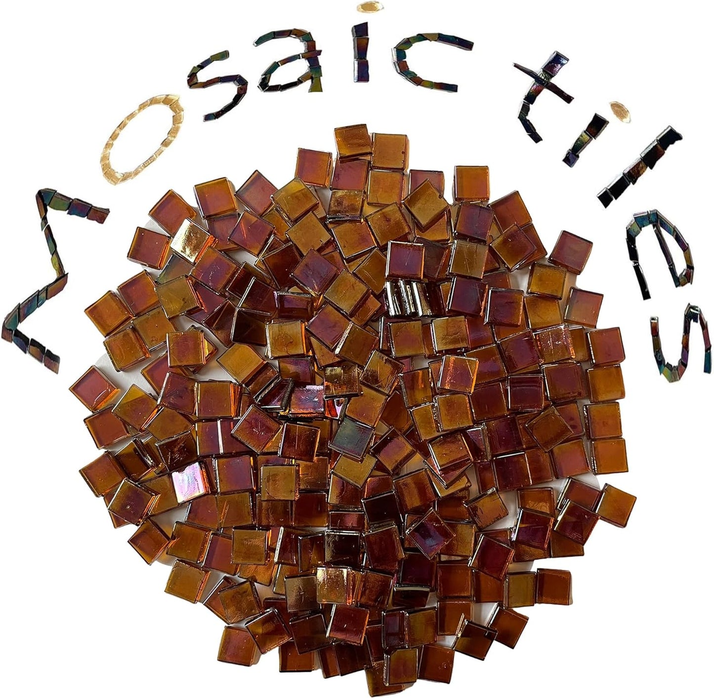 SMEIINIK 1.1lb Bulk Single Iridescent Color Mosaic Tiles for Crafts, Glass Mosaic Pieces for Mosaic Puzzles, Stained Glass Tiles for Mosaic DIY, Mosaic Making Supplies(WJ37-5)