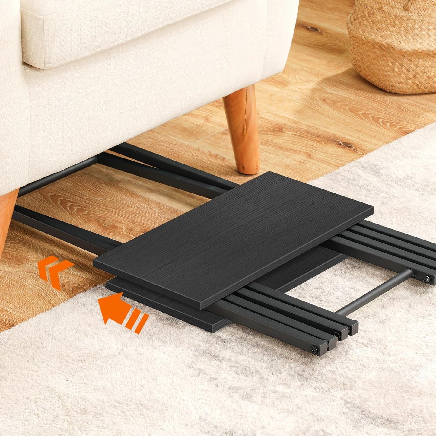 HOOBRO Folding TV Tray Table, Set of 2 Wooden TV Tray, Portable Sofa Side Snack Table, Industrial Desk for Small Spaces, Space-Saving, Easy to Install and Fold, Black BB27BZP201